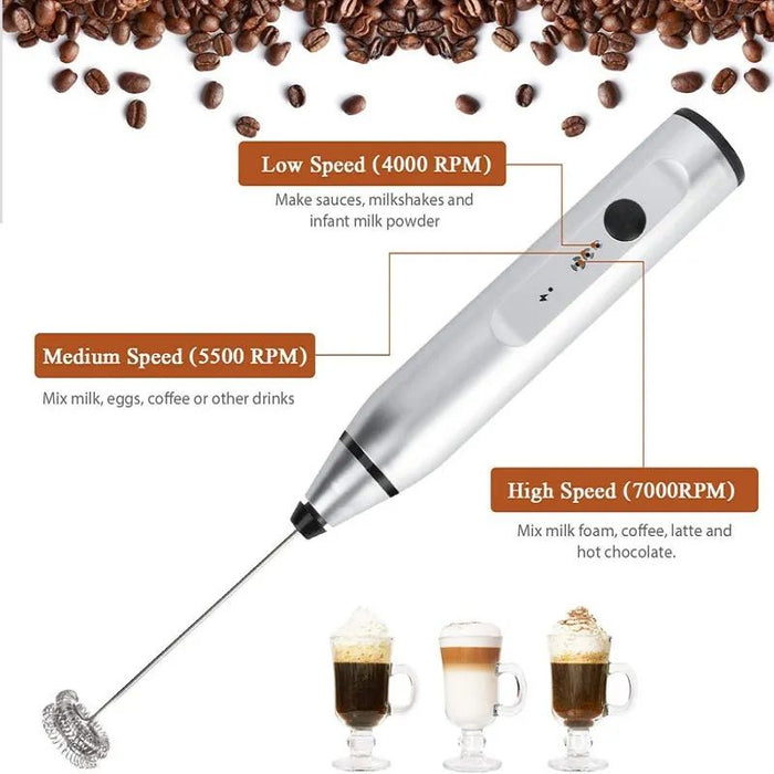 Rechargeable Hand Electric Coffee Maker With Milk Frother With 3 Speeds -  Buy Coffee Maker With Milk Frother,Milk Frother Milk Foam Maker,Hand Milk